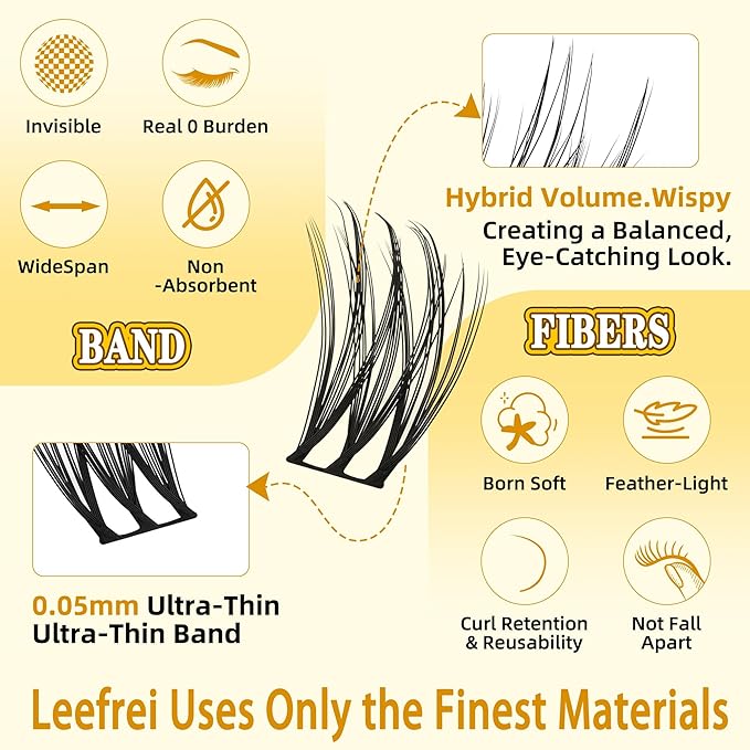 Eyelash Clusters 10-18mm Wispy Eyelash Clusters D Curl DIY Cluster Lash Extension Kit Individual Lashes Kit With Bond & Seal, Glue Remover, Tweezers(LF04 Lashes Only)-FemmiqueWomen