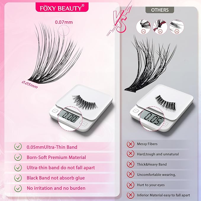 Waltz Lash Clusters Kit - Lash Clusters Lash Extension Kit with Bond and Seal Eyelash Cluster 20D30D40D50D-0.07D Cluster Eyelash Extensions Eyelash Extension Kit DIY at Home-FemmiqueWomen