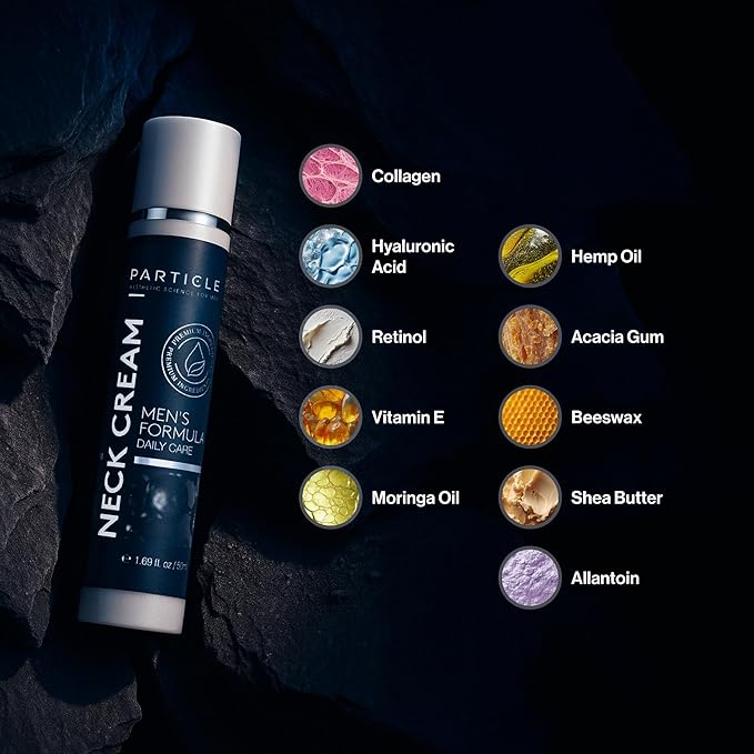 Particle Neck Cream for Men - Firming Cream, Lift and Moisturize The | Use on Saggy Skin or Turkey Anti Aging Triple Action with Collagen, Hyaluronic Acid, Retinol, 1 pack, 1.7 Fl Oz-FemmiqueWomen