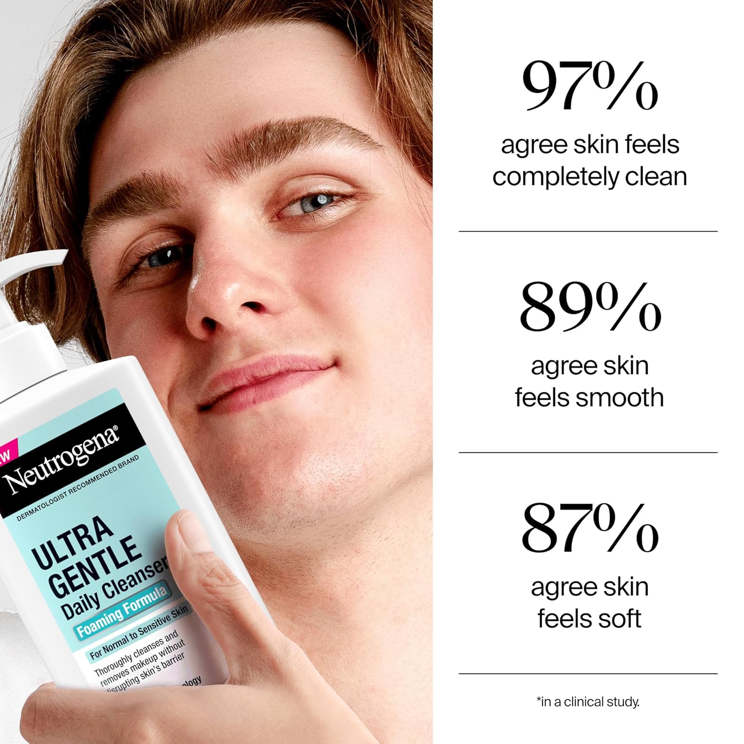 Neutrogena Ultra Gentle Foaming Facial Cleanser, Fragrance Free Hydrating Face Wash for Sensitive Skin, Daily Non Over Drying Makeup Remover, Hypoallergenic, Soap & Dye Free, Non-Comedogenic, 16 Fl Oz-FemmiqueWomen