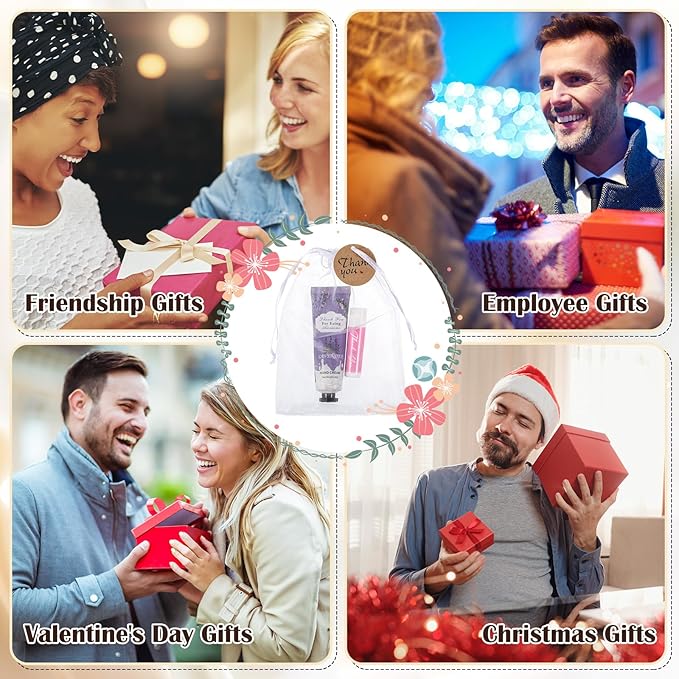 36 Set Thank You Gifts for Employee Hand Cream and Lip Balm Bulk Set with Organza Bag Thank You Card Hand Lotion Appreciation Gift Set for Women Men Coworkers Volunteer-FemmiqueWomen