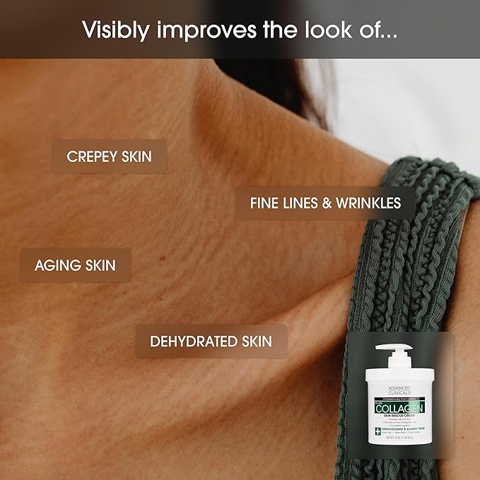 Advanced Clinicals Collagen Cream Body Lotion & Face Moisturizer W/Vitamin E | Skincare Moisturizing Collagen Lotion For Women, Men, Hand, & Neck Improves Look Of Crepey Skin & Uneven Dry Skin, 2pc-FemmiqueWomen