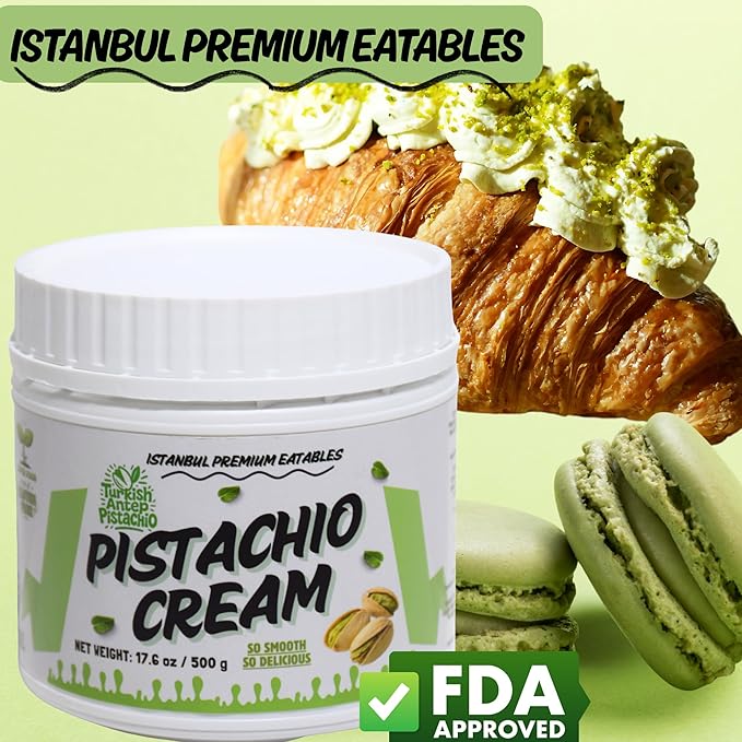 Istanbul Premium Pistachio Cream, Pistachios for Dubai Chocolate Bar, Cream for Dessert, Kataifi & Knafeh, Crema de Pistacho, Non-GMO,1.1 LB (500gr)-FemmiqueWomen