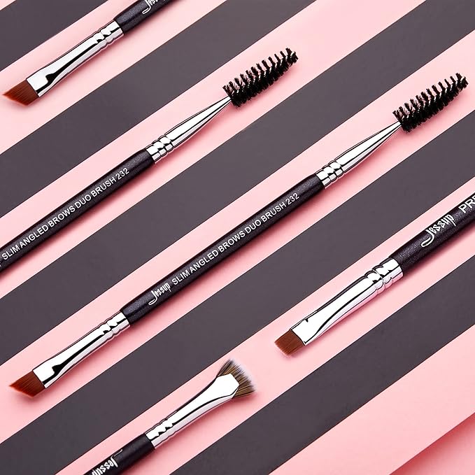 Jessup Eyebrow Makeup Brush Set Professional, Precision Define Sculpt, Flat Angled Spoolie Brushes, Cruelty-Free Synthetic Bristles 3PCS, T326-FemmiqueWomen