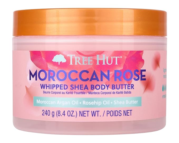 Tree Hut Moroccan Rose Whipped Shea Body Butter, 8.4oz, Lightweight, Long-lasting, Hydrating Moisturizer with Natural Shea Butter for Nourishing Essential Body Care-FemmiqueWomen