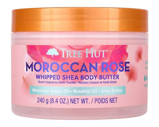Tree Hut Moroccan Rose Whipped Shea Body Butter, 8.4oz, Lightweight, Long-lasting, Hydrating Moisturizer with Natural Shea Butter for Nourishing Essential Body Care-FemmiqueWomen