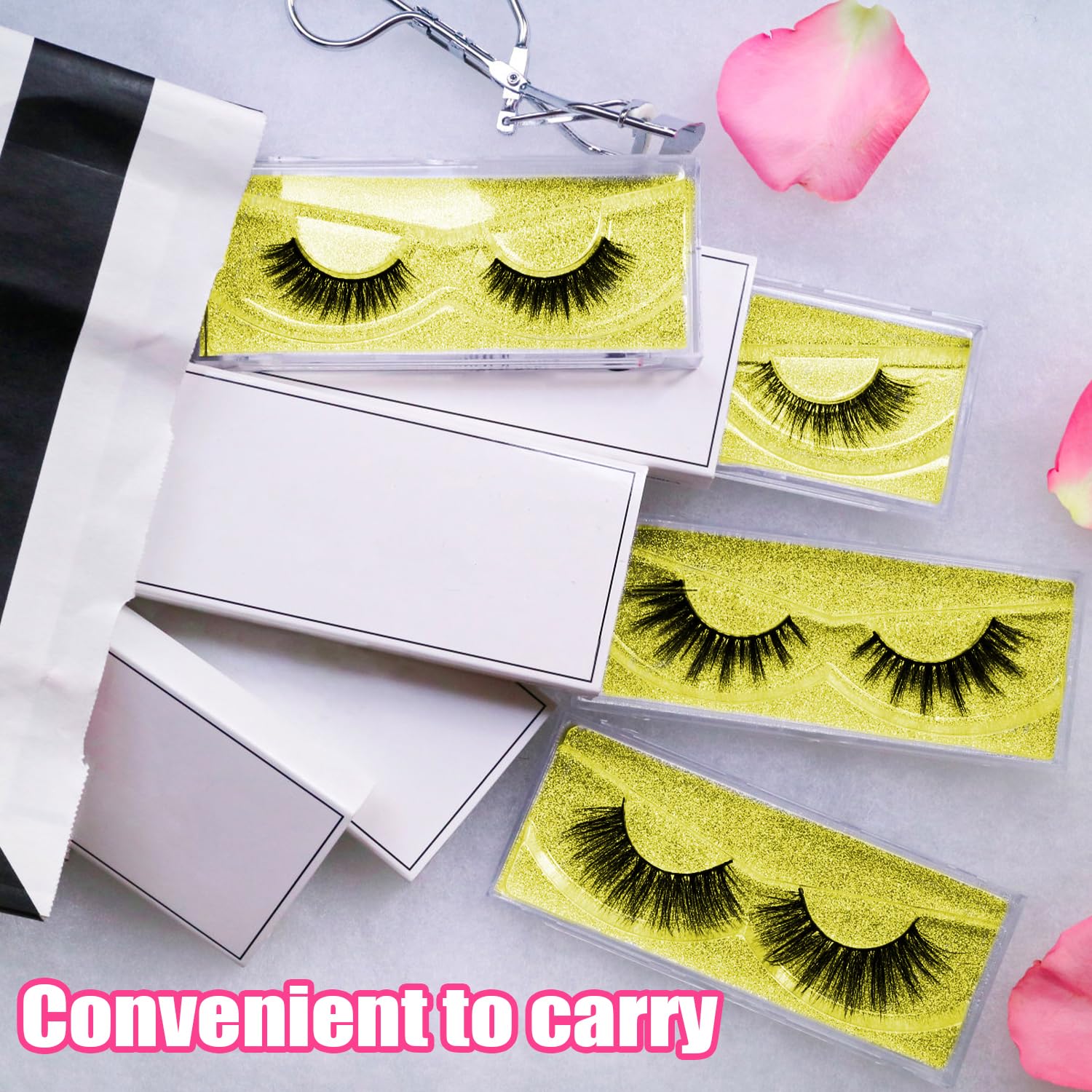 Rocutus Empty Lash Boxes for False Eyelashes - 30 Pack Lash Cases, Customizable Eyelash Packaging, Bulk Lash Storage Containers, Lash Box Packaging, Premium Display & Protection (Yellow)-FemmiqueWomen