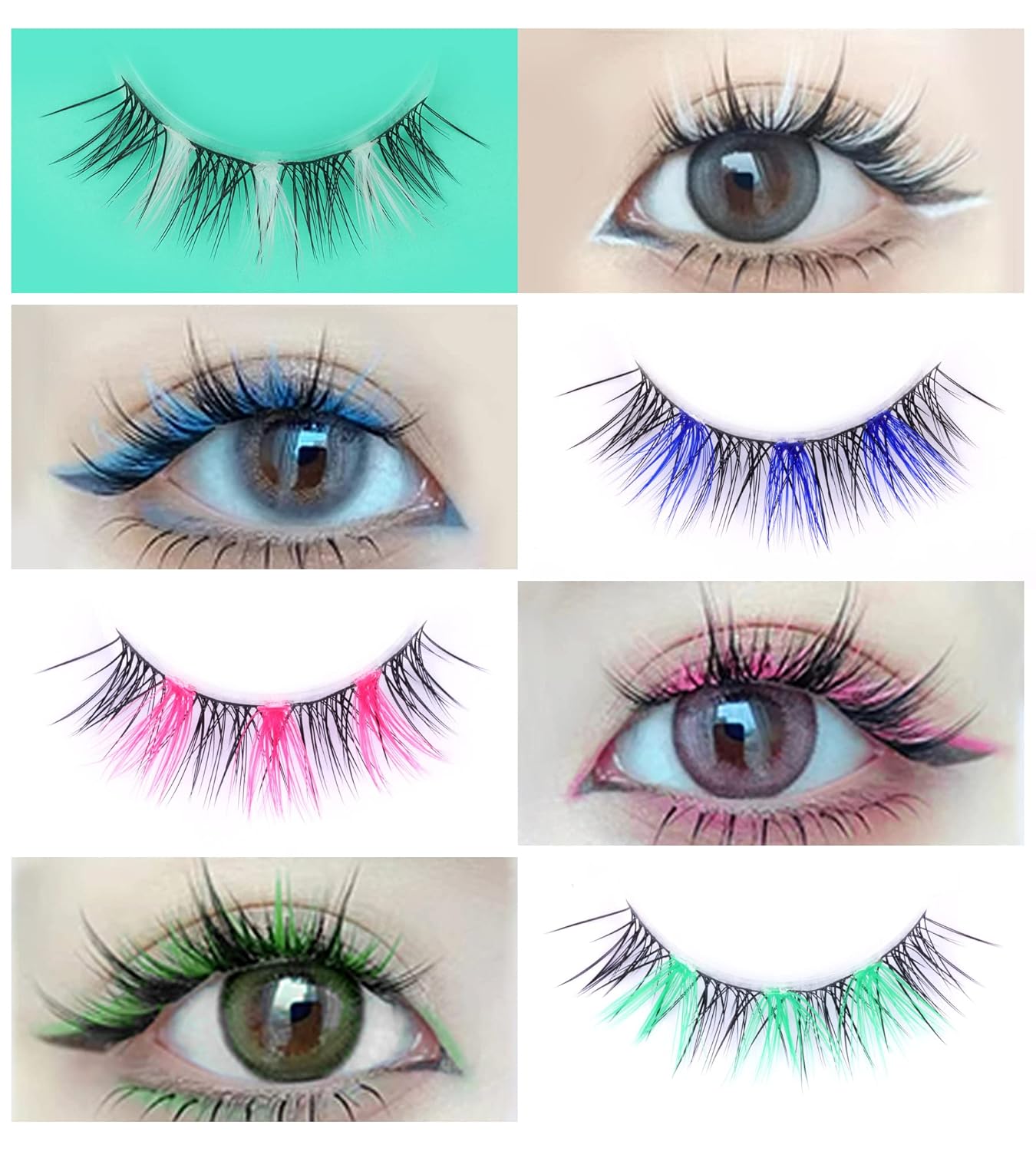 Colored Lashes Cluster Eyelashes Individual DIY Lashes Extensions 7 Colors Eye Lashes Extensions 140 PCS Clusters False Lashes DIY at Home Set Pack（14MM）-FemmiqueWomen