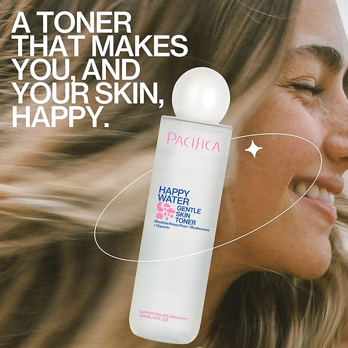 Pacifica Happy Water Hydrating Facial Toner Mist – Vegan Ceramides, Hyaluronic Acid & Electrolytes, Refreshing & Calming for Balanced Skin, Clean Beauty, Vegan, Cruelty-Free, All Skin Types, 4 oz-FemmiqueWomen