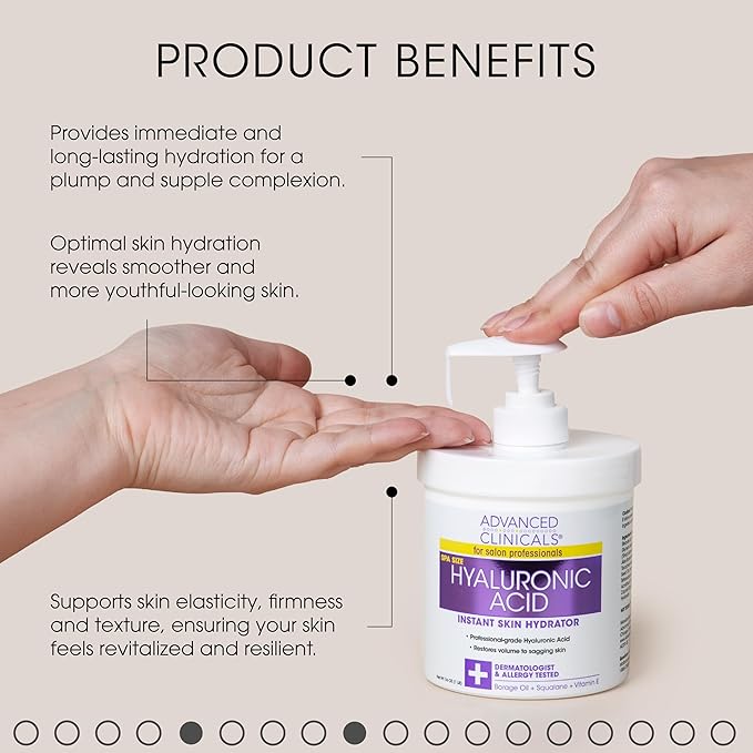 Advanced Clinicals Hyaluronic Acid Body Lotion & Face Moisturizer W/Vitamin E | Hydrating Firming Lotion Minimizes Look Of Wrinkles, Stretch Marks, & Crepey & Dry Skin | Skin Care Products, 16 Oz-FemmiqueWomen