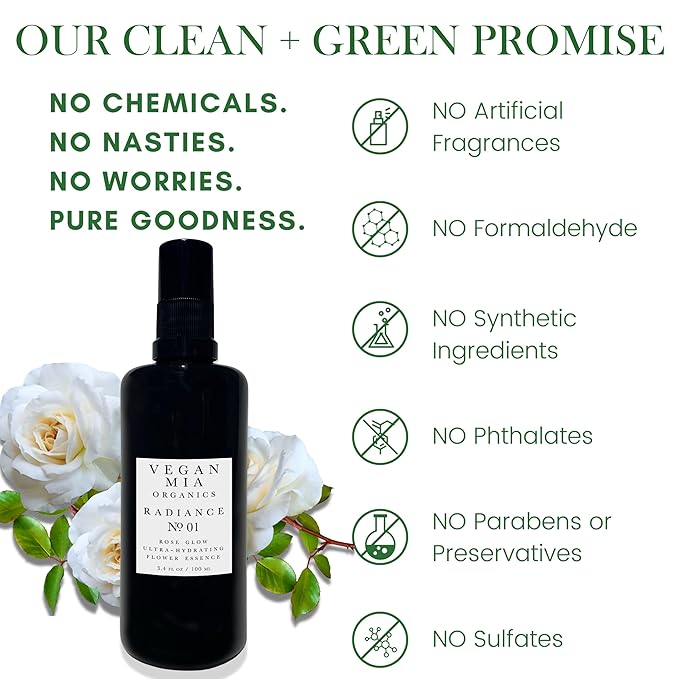 Organics - Radiance, Ultra-Hydrating Rose Water Spray for Face and Neck, Face Mist with Organic Rose Flower Essence, Facial Mist for All Skin Types, Hydrates Dry and Dull Skin, 3.4 fl oz-FemmiqueWomen