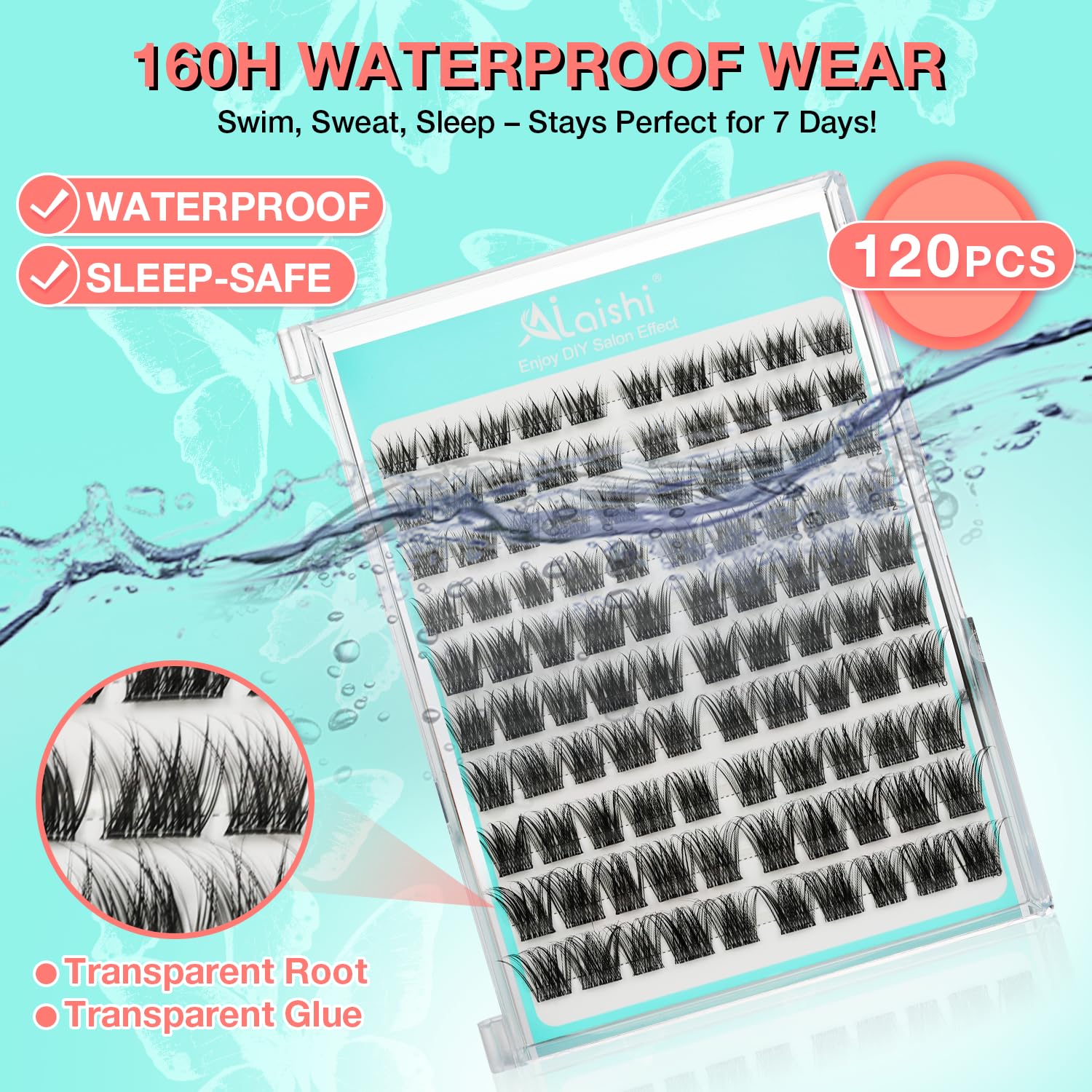 No Glue Needed Lashes, Self Adhesive Eyelashes, DIY Lash Cluster Eyelash Extensions Kit 10‑18mm,120pcs Fluffy D Curl Soft Natural Lashes with Tweezers–Fake Cat Eye Wispy Individual Clusters(NGDYAA1)-FemmiqueWomen