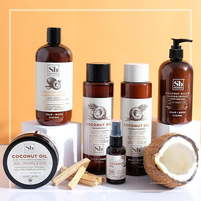 Soapbox Coconut Oil Shampoo, Harsh Sulfate Free, Paraben Free, Silicone Free, Color Safe, and Vegan Hair Shampoo (33.8 Ounces)-FemmiqueWomen