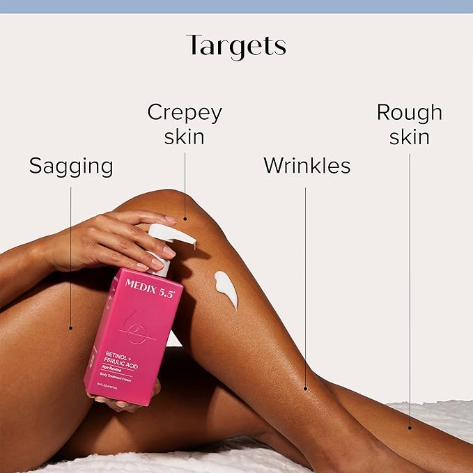 Medix 5.5 Retinol Body Lotion + Argan Oil Cream 2PC Skin Care Set Body & Face Moisturizer | Firming Body Lotion Bundle Reduces Look Of Wrinkles, Cellulite, Crepey Skin, & Uneven Skin Tone, 2PC-FemmiqueWomen