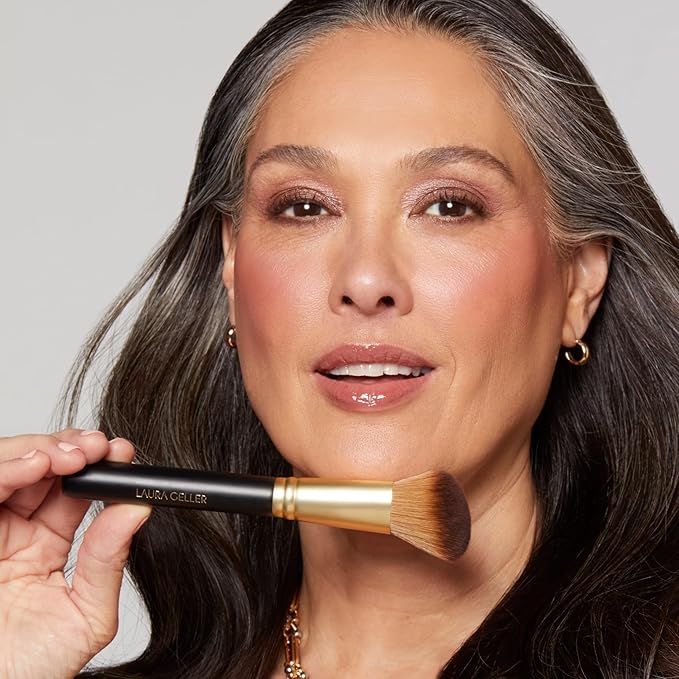 LAURA GELLER NEW YORK Angled Blush Brush with Black Wooden Handle & Dense Bristles for Makeup Application-FemmiqueWomen