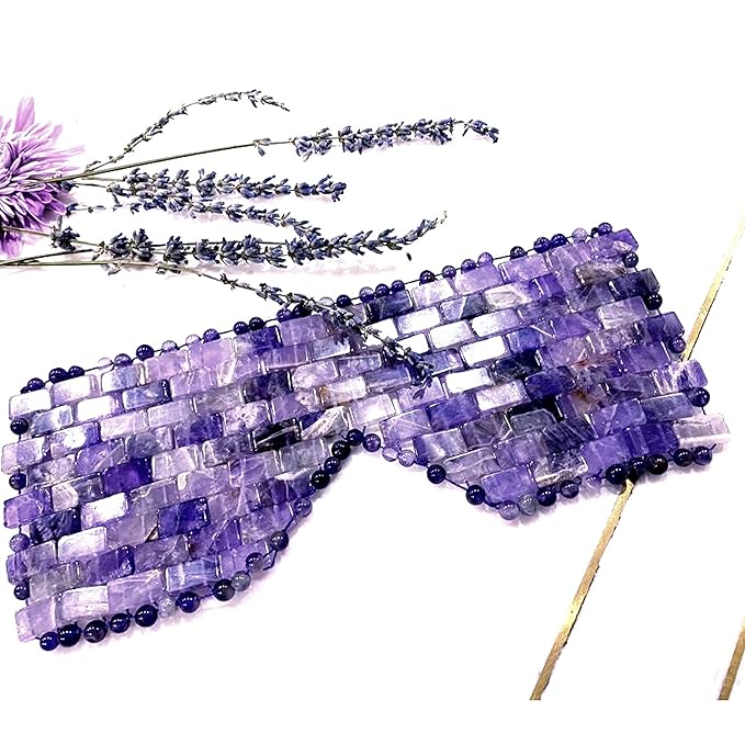 100% Authentic Amethyst Mother's day Gift Set Amethyst Eye Mask Amethyst Jade Roller & Gua Sha Set Facial Mask Instant Puffiness promote relaxation and relief stress.-FemmiqueWomen