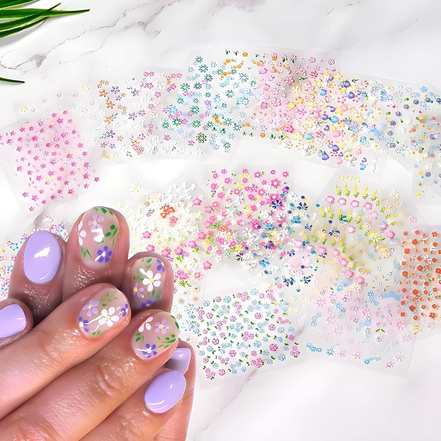 30 Sheets Flower Nail Stickers for Nail Art Colorful 3D Self Adhesive Daisy Nail Decals Spring Summer Nail Art Stickers Cute Floral Nail Design Decoration Accessories for Women and Girls-FemmiqueWomen
