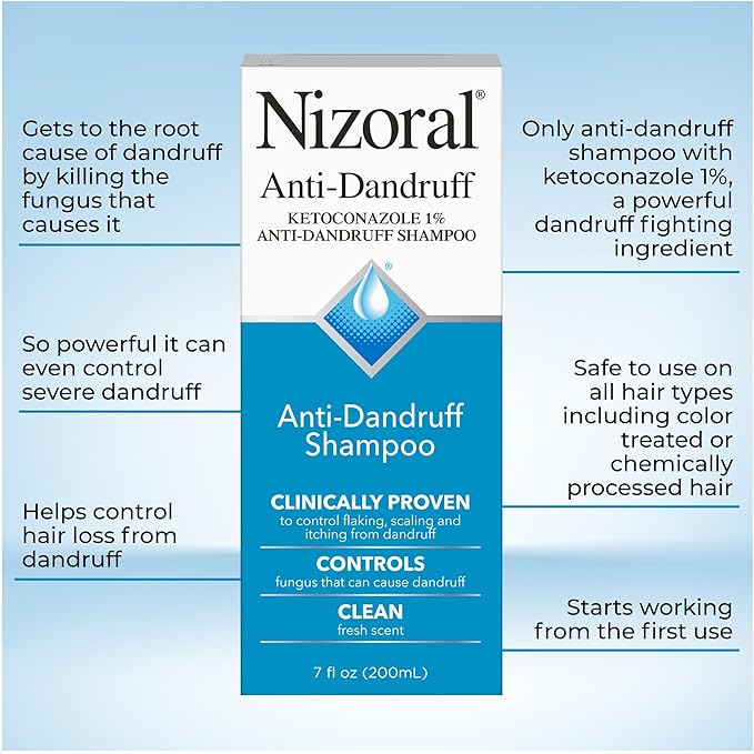 Nizoral Anti-Dandruff Shampoo with 1% Ketoconazole, Fresh Scent, 7 Fl Oz-FemmiqueWomen