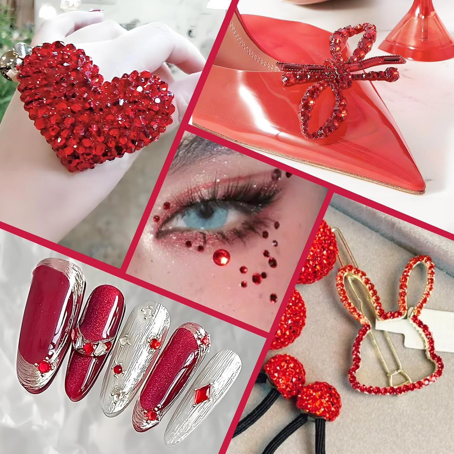 3000PCS SS10 Flatback Rhinestones | 12-Facet Diamond-Cut Glass Gems for Nail Art, Clothing, DIY Crafts |Glue-On Decoration Stones with Silver Backing(Light Siam)-FemmiqueWomen