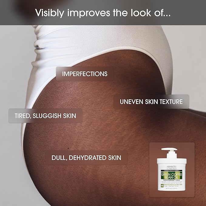 Advanced Clinicals Green Coffee Bean Oil Thermo - Firming Body Lotion | Caffeine Infused Collagen Cream Moisturizer & Body Cream For Women & To Improve Look Of Textured Crepey Skin, W/Travel Size-FemmiqueWomen