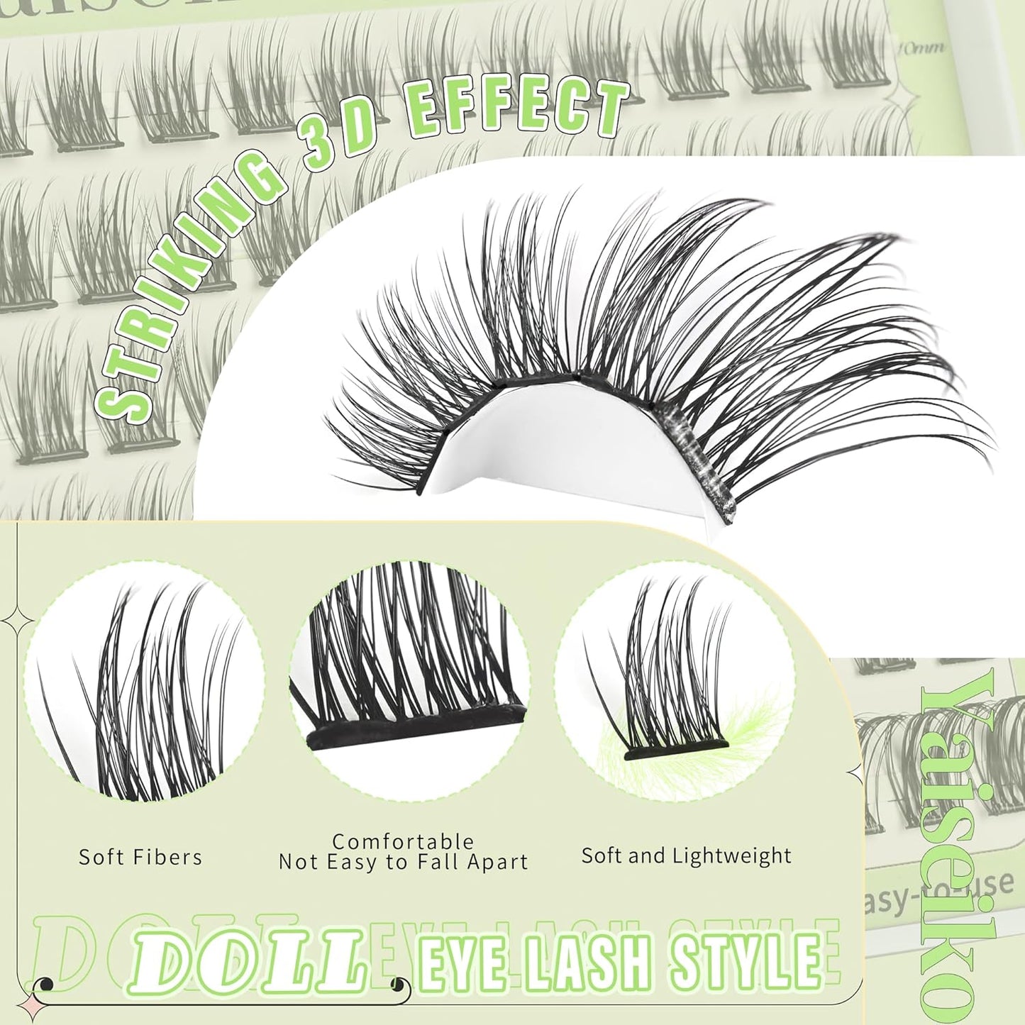 Self Adhesive Eyelash Clusters Press On Lashes, Self Adhesive Eyelashes No Glue Needed Lash Extension Reusable Wispy DIY Eyelash Extensions D curl Pre Glued Cluster Lashes 10-18mm(Y02 72Pcs)-FemmiqueWomen