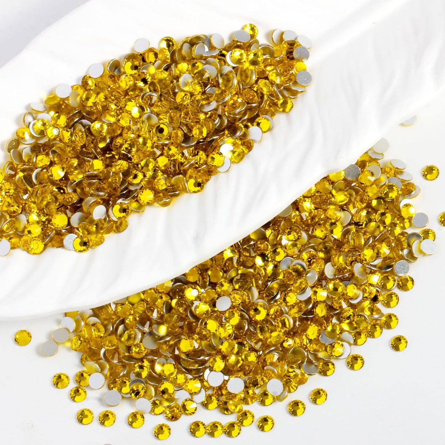 3000PCS SS8 Flatback Rhinestones | 12-Facet Diamond-Cut Glass Gems for Nail Art, Clothing, DIY Crafts |Glue-On Decoration Stones with Silver Backing(Citrine)-FemmiqueWomen