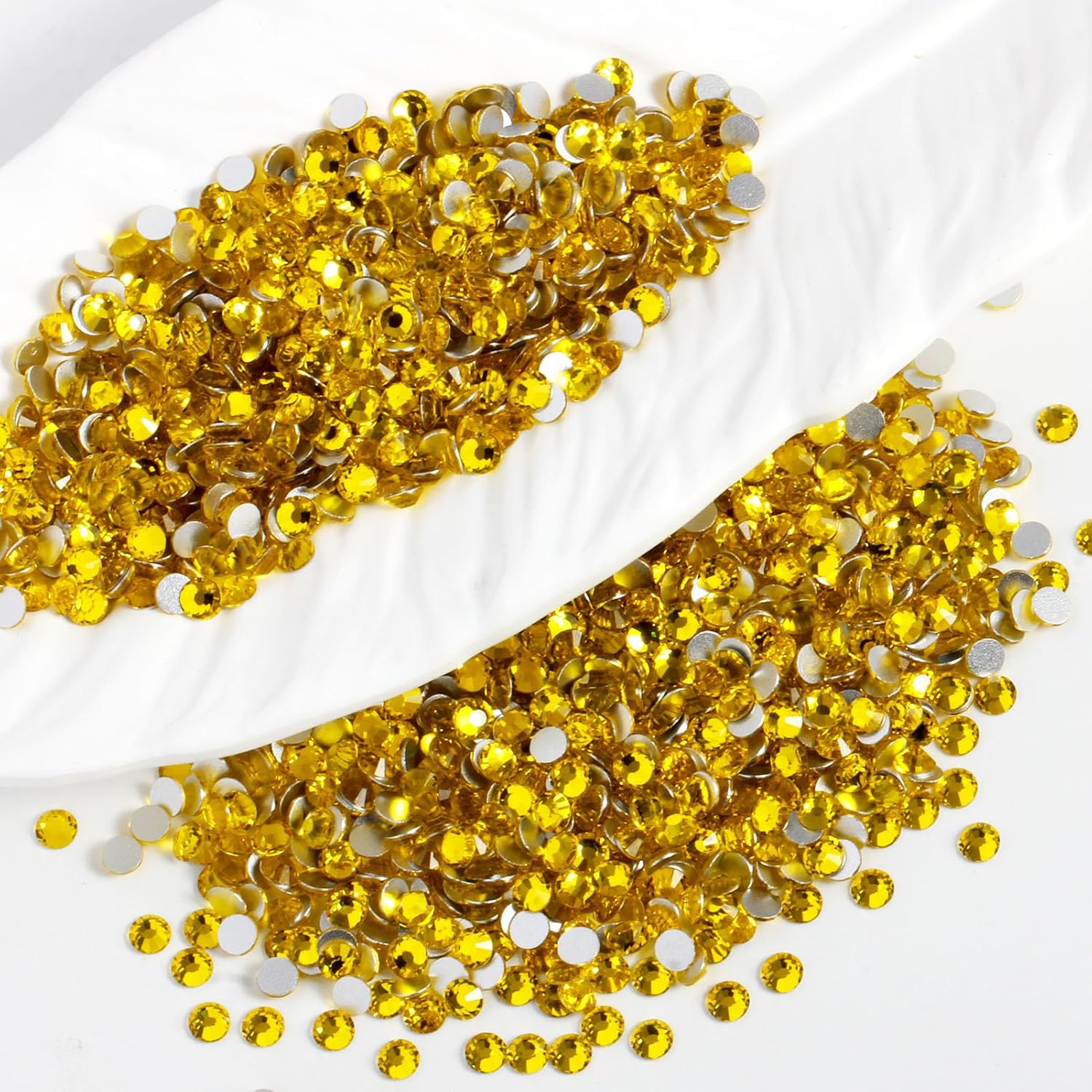 2000PCS SS20 Flatback Rhinestones | 12-Facet Diamond-Cut Glass Gems for Nail Art, Clothing, DIY Crafts |Glue-On Decoration Stones with Silver Backing(Citrine)-FemmiqueWomen