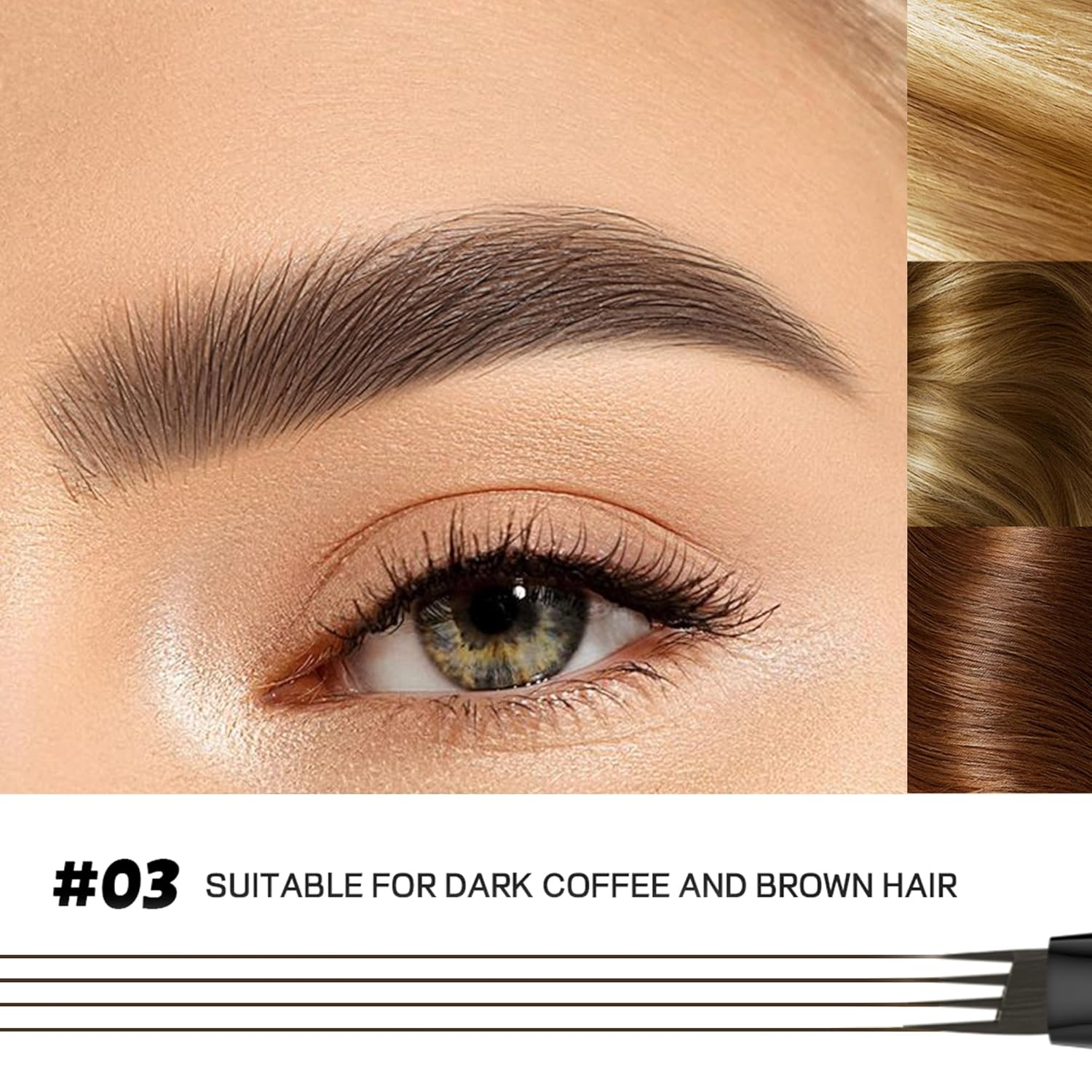 2 Pack Eyebrow Pen, Waterproof Microblading Eyebrow Pencil, 4 Tip Precise Eye Brow Makeup Pen for Women to Effortlessly Create Hair Like Natural Brows, Non Dry Out and Last All Day (Black Brown)-FemmiqueWomen