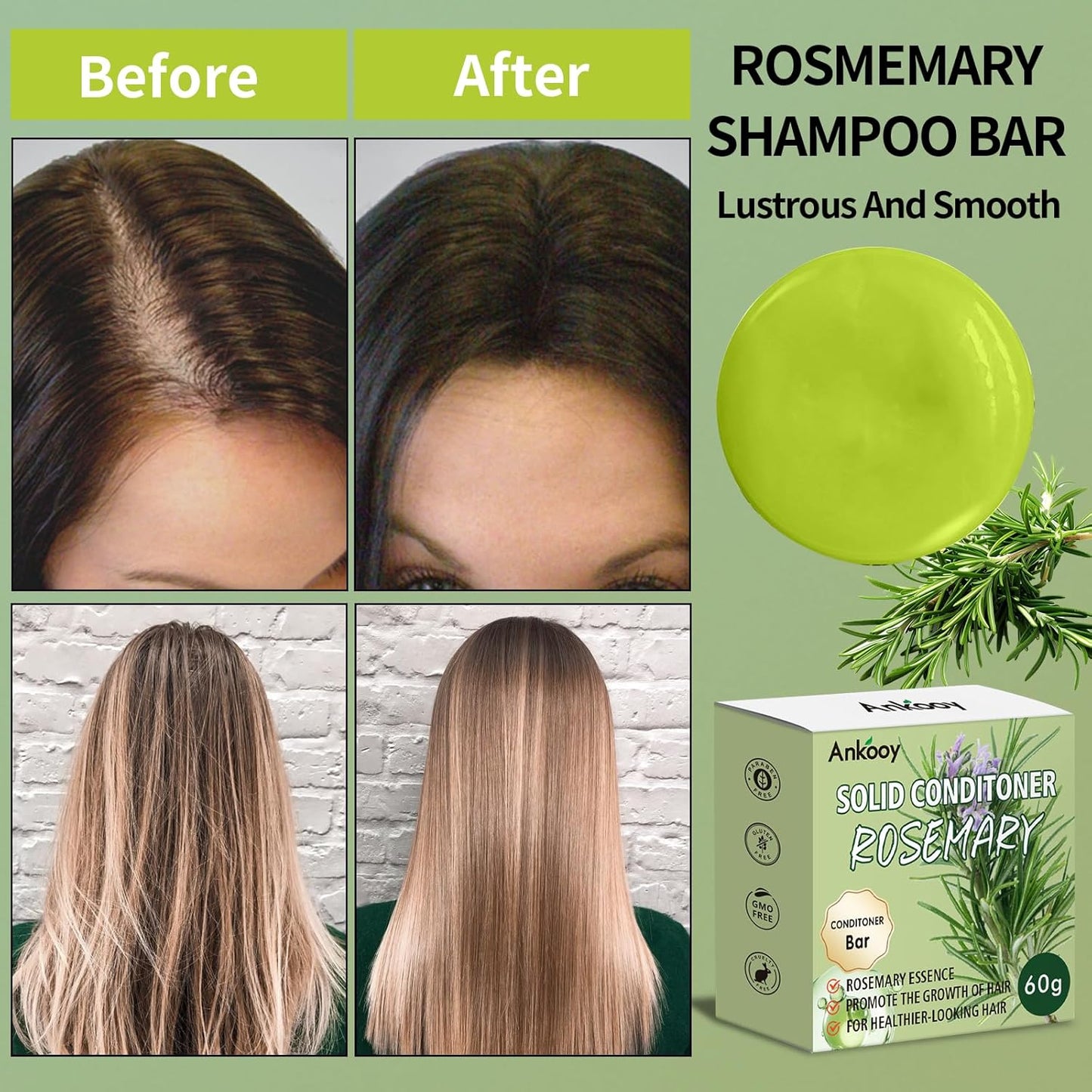 2 Pack Rosemary Oil Shampoo Bar and Conditioner Set–Natural Hair Bar Soap & for for Men and Women,Strengthens,Thickens,and Controls Oil with Organic Rosemary,Supports Scalp Health & Reduces Hair Loss.-FemmiqueWomen