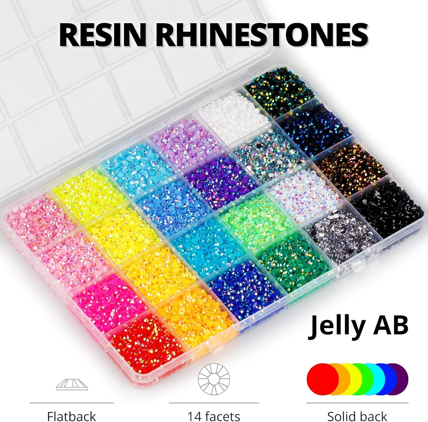 30000Pcs Resin Jelly Rhinestones for Crafting Bedazzling, Multicolor 3mm Flatback Gems for Crafts Clothing Clothes Tumblers Shoes Nails, Flat Back Mixed Color Bulk Bedazzler Kit Jewels with b7000 Glue-FemmiqueWomen