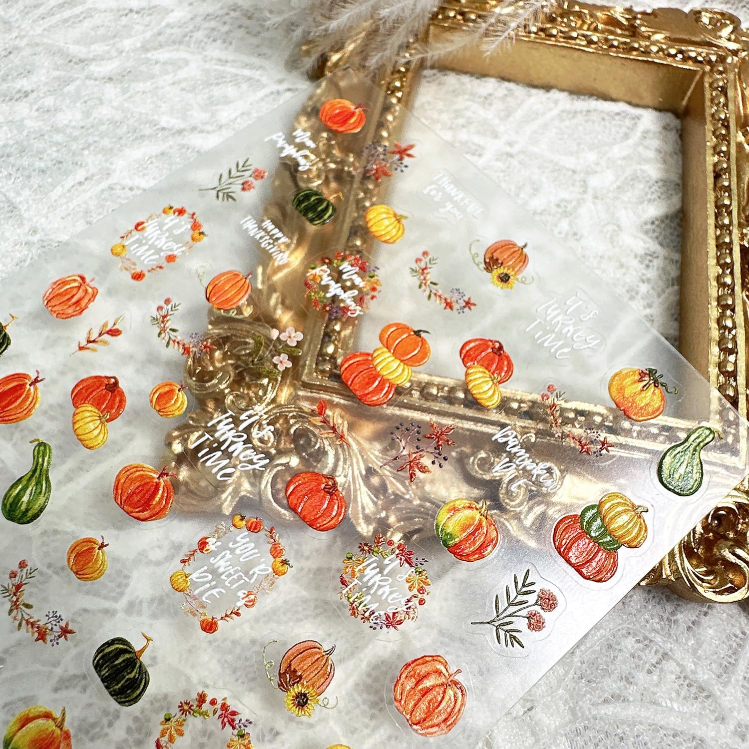 1 Sheets Embossed Pumpkin Nail Decals for Nail Art Thanksgiving Day Fall Nail Stickers 5D Self-Adhesive Autumn Leaf Nail Art Stickers Cute Pumpkins Nail Decal for Women DIY Manicure Decor-FemmiqueWomen