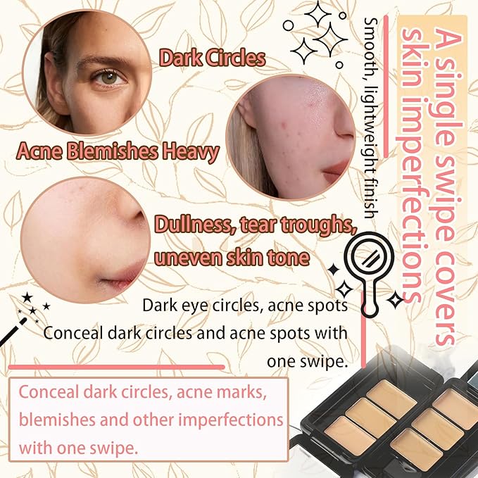 3 Colors Corrector Palette,Moisturizing Long Lasting Waterproof Cream Contour Makeup Palette,Color Correcting Concealer,Natural Flawless Full Coverage Liquid Foundation Set with Makeup Brushes-FemmiqueWomen