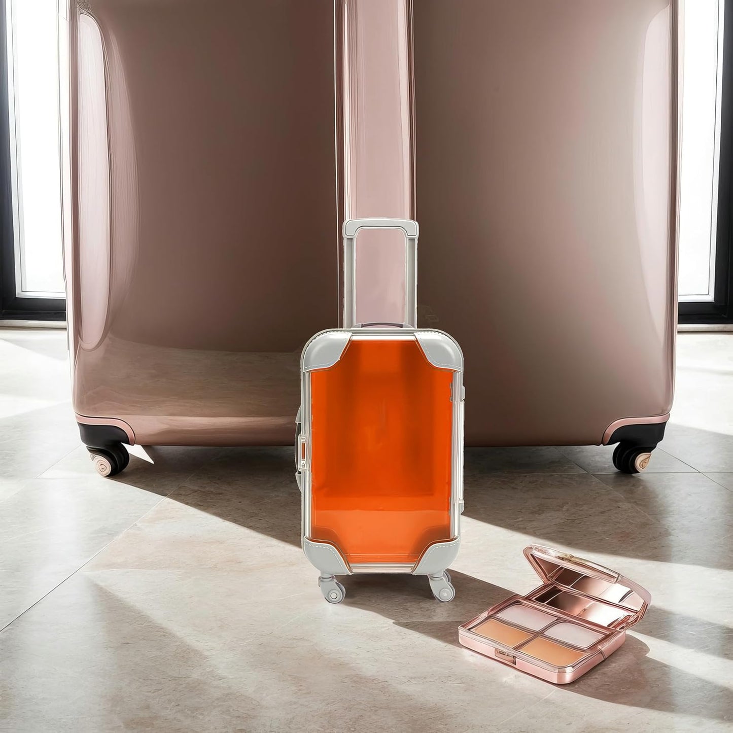 False Eyelash Storage Box, Portable Travel Organizer Mini Luggage False Eyelash Tray Makeup Tool (ORANGE)-FemmiqueWomen