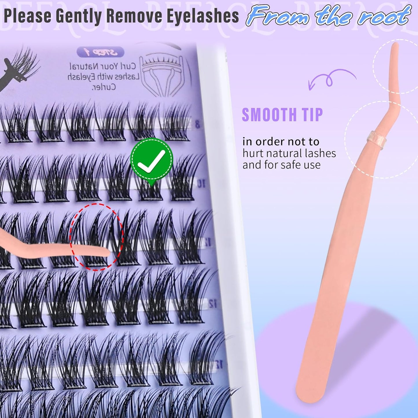 Self Adhesive Eyelashes Clusters Press on Lash Clusters Wispy Lash Extensions No Glue Needed Lashes Clusters Natural Cluster Eyelash Extensions Kit with Tweezers (8-16mm,C Curl)-FemmiqueWomen
