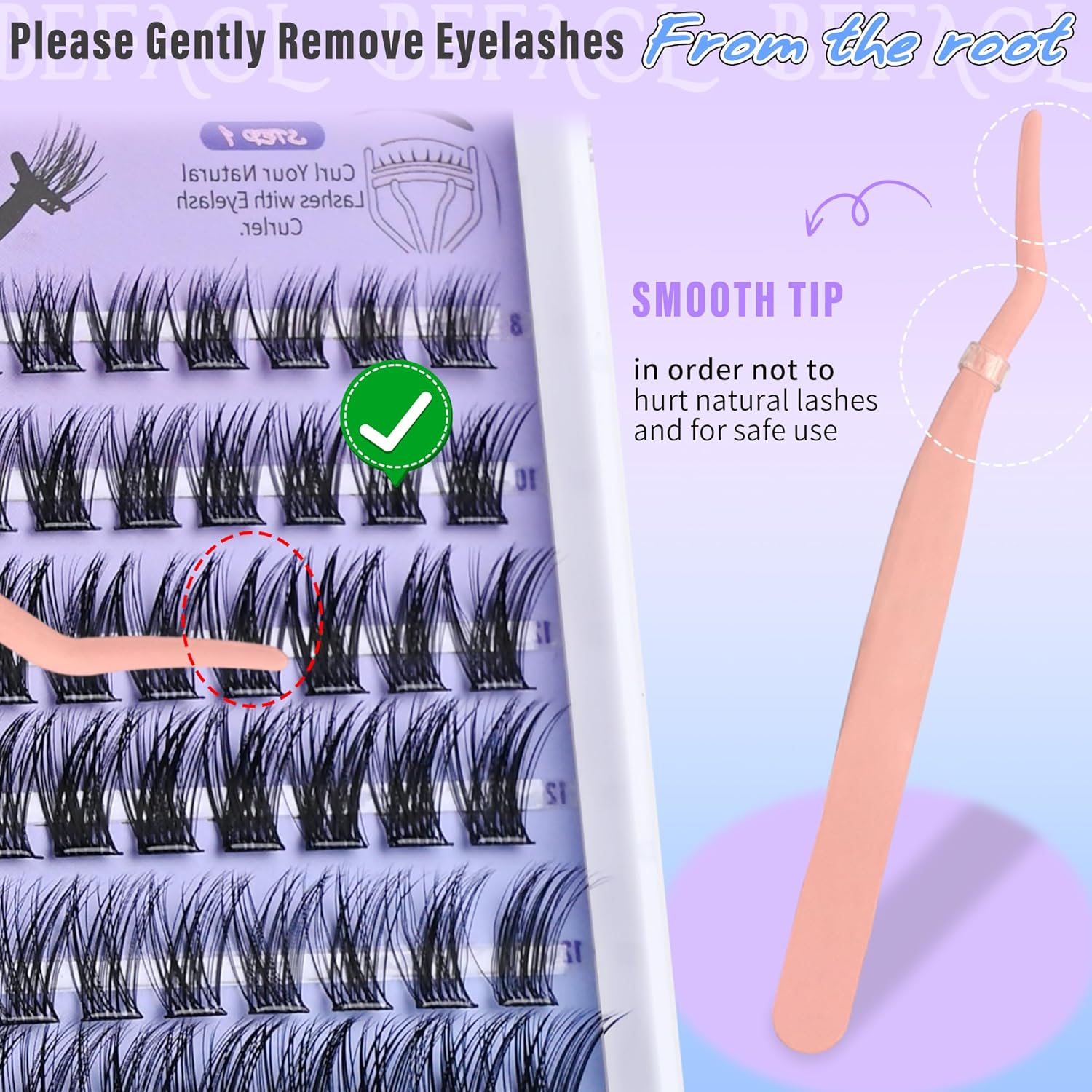 Self Adhesive Eyelashes Clusters Press on Lash Clusters Wispy Lash Extensions No Glue Needed Lashes Clusters Natural Cluster Eyelash Extensions Kit with Tweezers (8-16mm,C Curl)-FemmiqueWomen