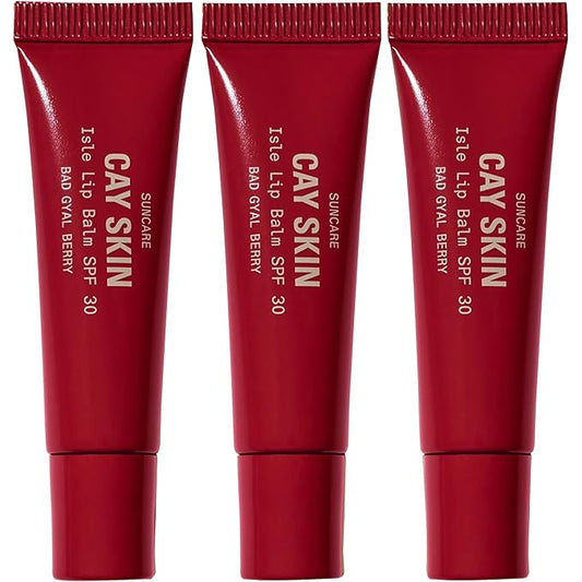 Cay Skin Isle Lip Balm SPF 30 – High Shine, Hydrating + Sheer Lip Gloss in Vanilla Brown Sugar Flavor – Formulated with Natural Ingredients for All Skin Tones – 3-Pack, Bad Gyal Berry-FemmiqueWomen
