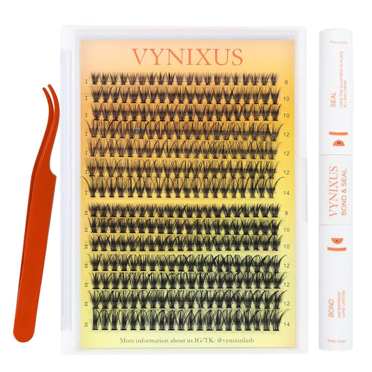 Lash Clusters Kit Eyelash Clusters DIY Lash Extension Kit with Lash Bond and Seal Waterproof Tweezers Cluster Eyelash Extensions Kit (Set 30D/40D-0.07D-Mix8-14)-FemmiqueWomen