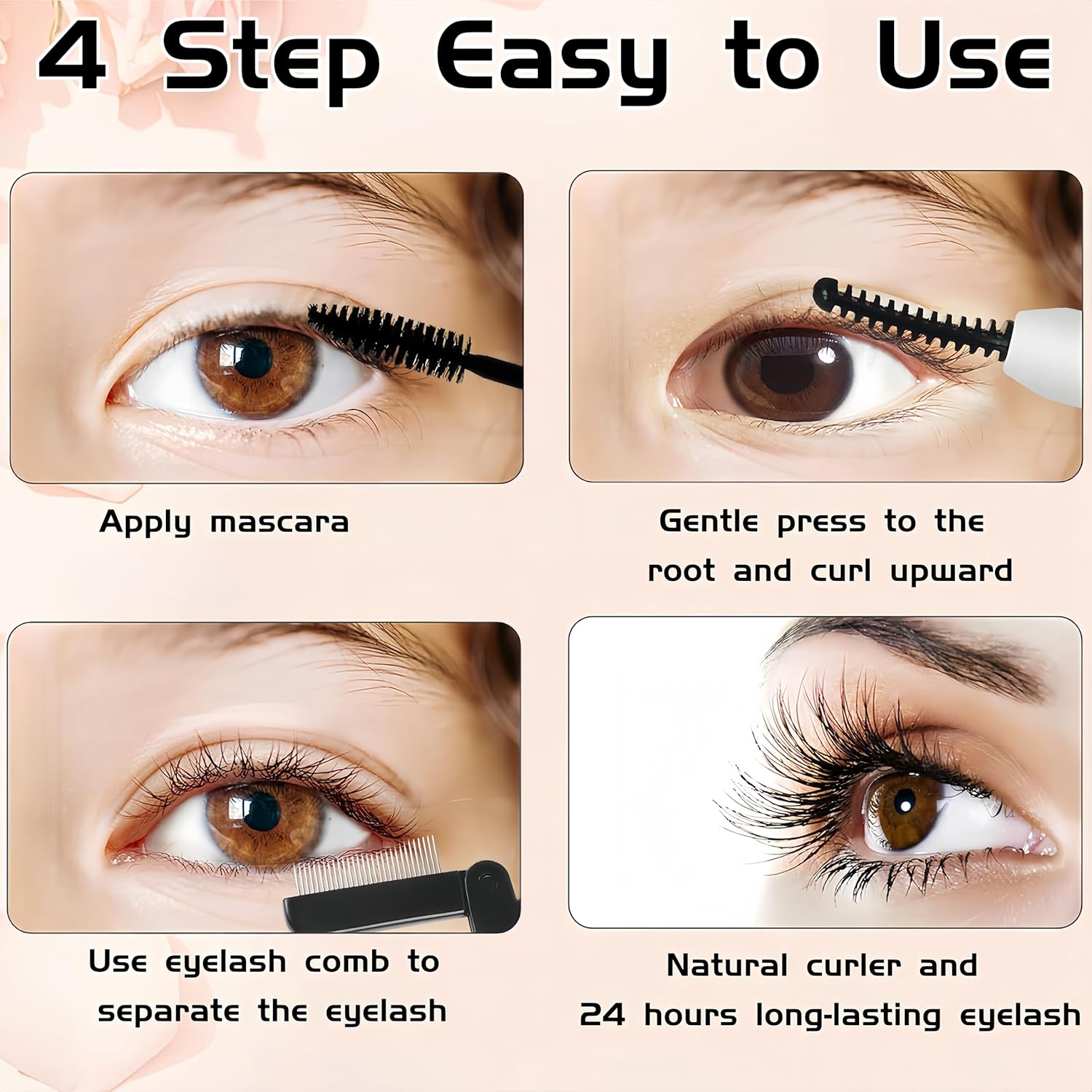 Heated Eyelash Curler, Heated Lash Curler with Led Display Electric Eye lash Curler 3 Temp Settings for Makeup Tools for Achieving A Natural Curl and Long Lasting Eyelashes, Designed for Women, Pink-FemmiqueWomen