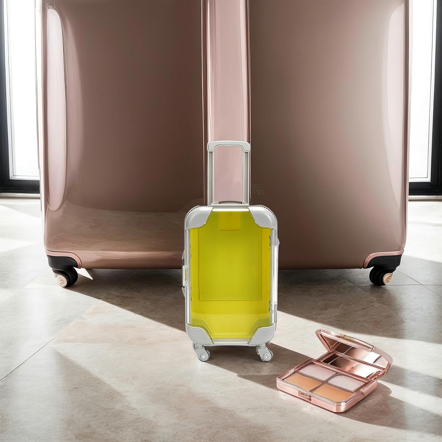 False Eyelash Storage Box, Portable Travel Organizer Mini Luggage False Eyelash Tray Makeup Tool (YELLOW)-FemmiqueWomen