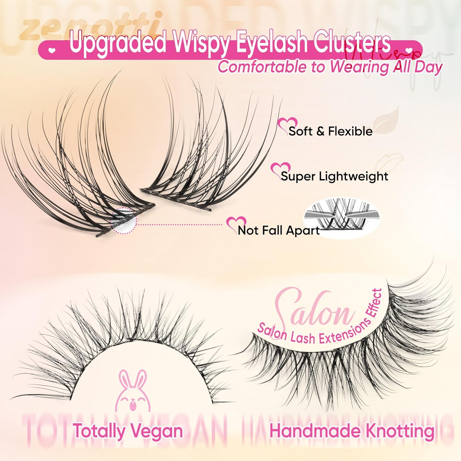 Lash Clusters Natural Look Cluster Eyelash Extensions Wispy Lashes Extensions 8-16mm DIY Individual Lashes 180PCS Thin Band Eyelashes Cluster by zenotti-FemmiqueWomen