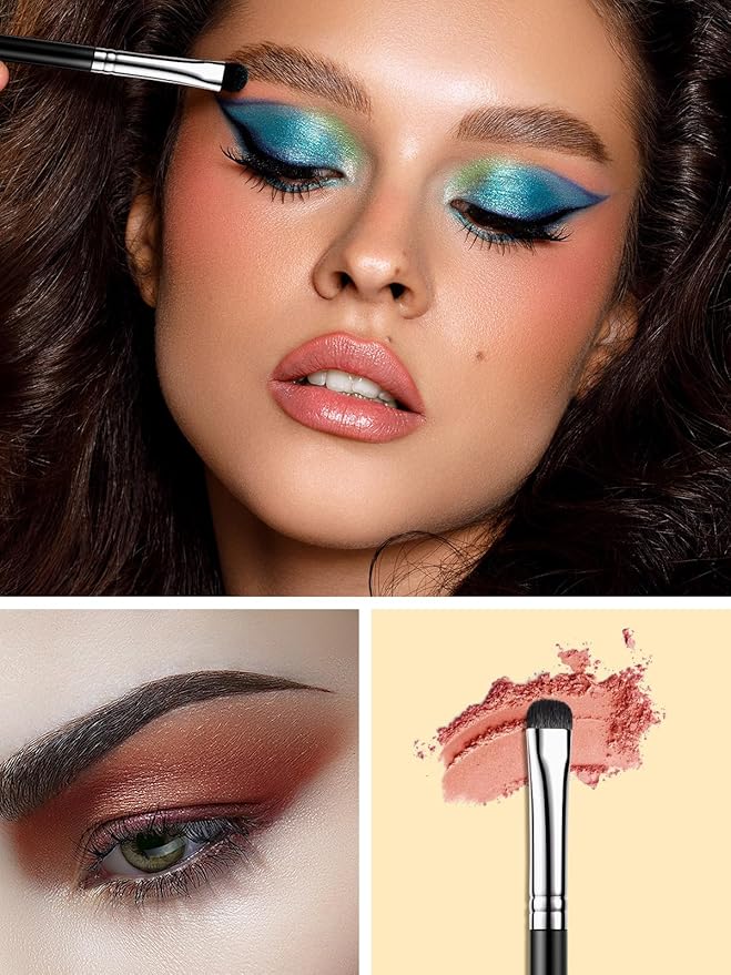 EIGSHOW Angled Eyeliner Brush & Eyeshadow Brush, High-End Precision Gel Liner and Short Smudge Brushes for Cat Eye, Winged Liner (E835&E806)-FemmiqueWomen