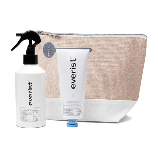 The Hydrating Body Ritual Set, 3.4 fl. oz Body Wash Concentrate & 6.09 fl. oz Post Shower Body Spritz in Jute Travel Bag, Cleansing & Hydrating For All Skin Types-FemmiqueWomen