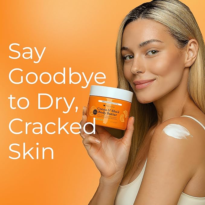 Tree to Tub Shea Body Butter for Dry, Extremely Dry, Sensitive Skin - Moisturizing Body Cream for Women & Men, Hydrating Body Lotion Moisturizer w/Vitamin C, Organic Cocoa, Citrus Scent-FemmiqueWomen