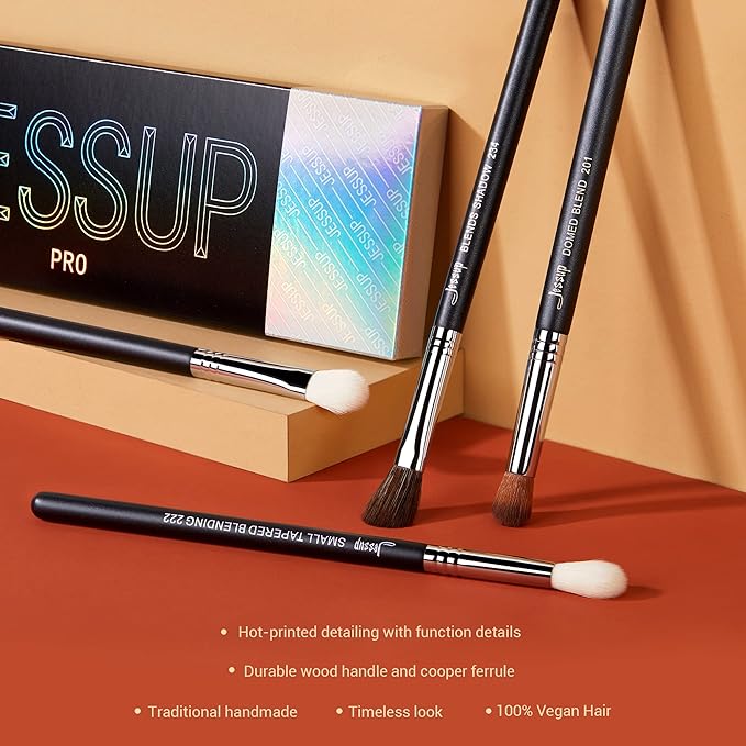 Jessup Eye Makeup Brushes Set Professional Blending Brush for Makeup Eyeshadow 13pcs Premium Synthetic Blender Brush Makeup Black T338-FemmiqueWomen