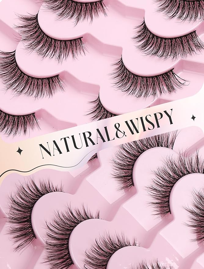 Natural Lashes Mink Natural Eyelashes False Eyelashes Natural Look False Lashes Wispy Eye Lashes Cat Eyelashes Fake Lashes KD02-FemmiqueWomen