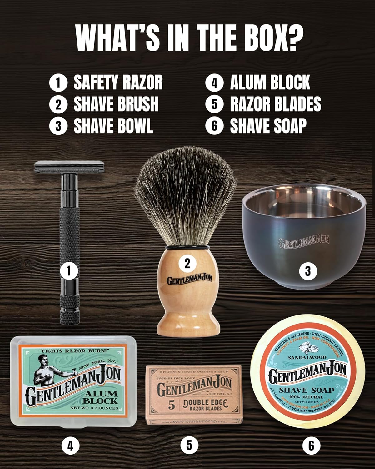 Safety Razor Shaving Kit | Vintage Wet Shave Grooming Set for Men - Includes: Safety Razor, Hair Shaving Brush, Alum Block, Shave Soap, Bowl & Double Edge Razor Blades-FemmiqueWomen