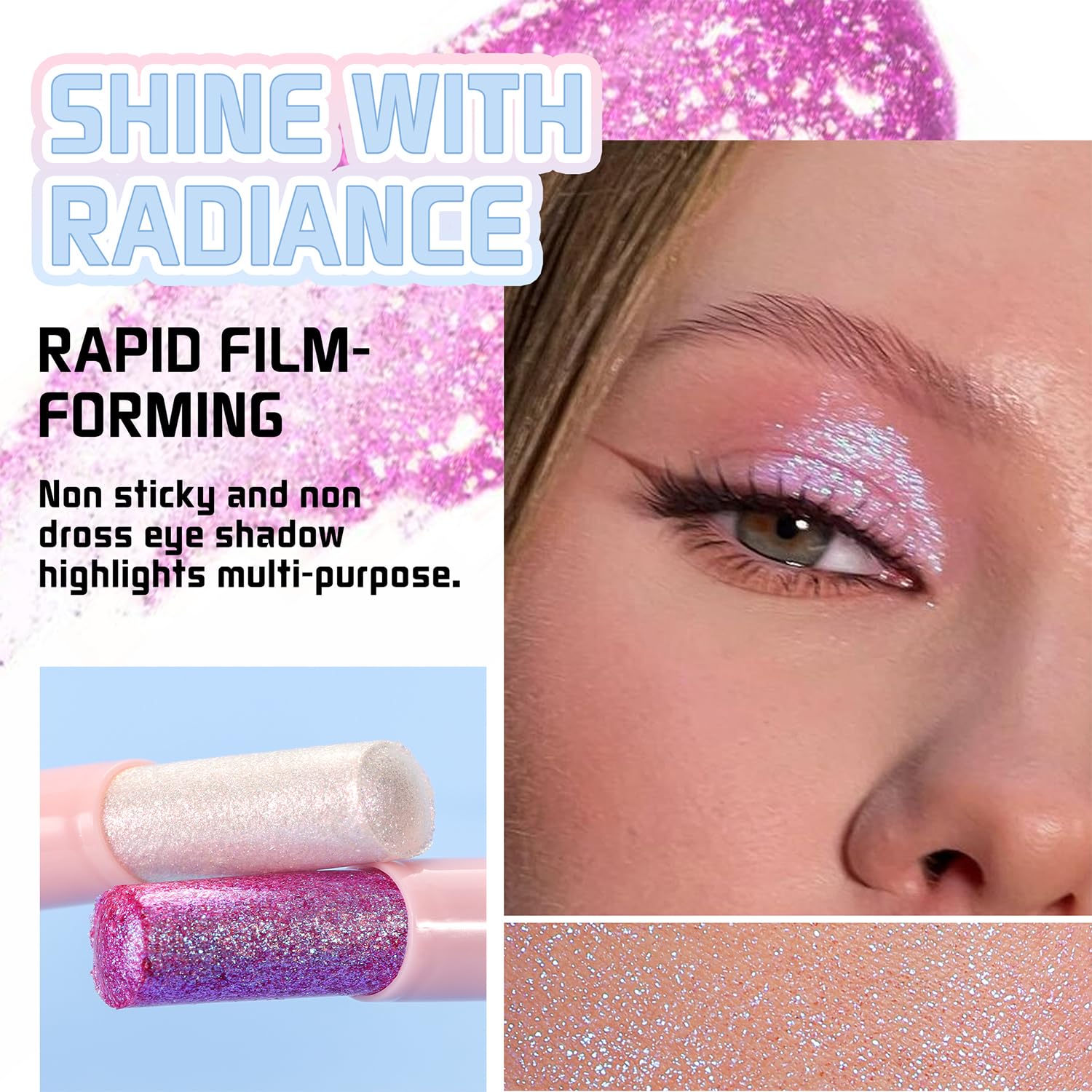 3PCS Crystal Hydrating Jelly Stick Eyeshadow Stick, Glitter Makeup Jelly Shimmer Eye Shadow Crayon, Lightweight Eye Brightener Eye Makeup (03+04+06)-FemmiqueWomen