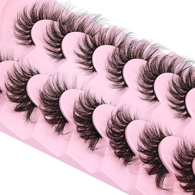 Fox Eye Lashes Faux mink Eyelashes Wispy Cat Eye Long False Eyelahses Dramatic Cross Full Volume Strip Lashes Pack 7 Pairs-FemmiqueWomen