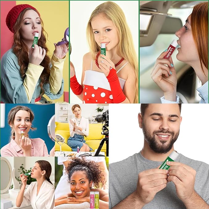 36 Pack Natural Lip Balm Bulk with Vitamin E and Coconut Oil - Moisturizing, Soothing, and Repairing Dry and Chapped Lips - 12 Flavors - Non-GMO-FemmiqueWomen