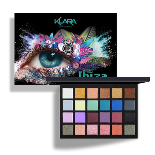 24 Shade Eyeshadow Palette Ibiza glamorous shimmers bold mattes strong pastel tones long lasting full pigment-FemmiqueWomen